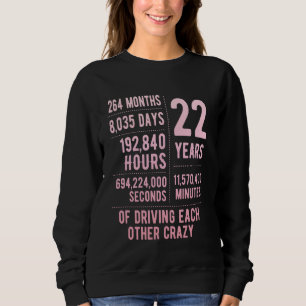 Sudadera 22 años de matrimonio gracioso 22 años de Boda