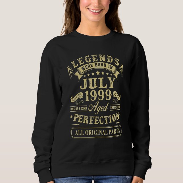 Sudadera 23.ª Leyenda De Cumpleaños Nacida En Julio De 1999 (Anverso)
