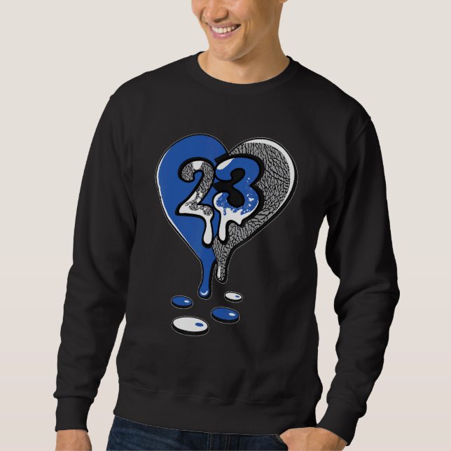 Sudadera 23 Drip Heart Blue Cement 3s Unisex Matching (Anverso)