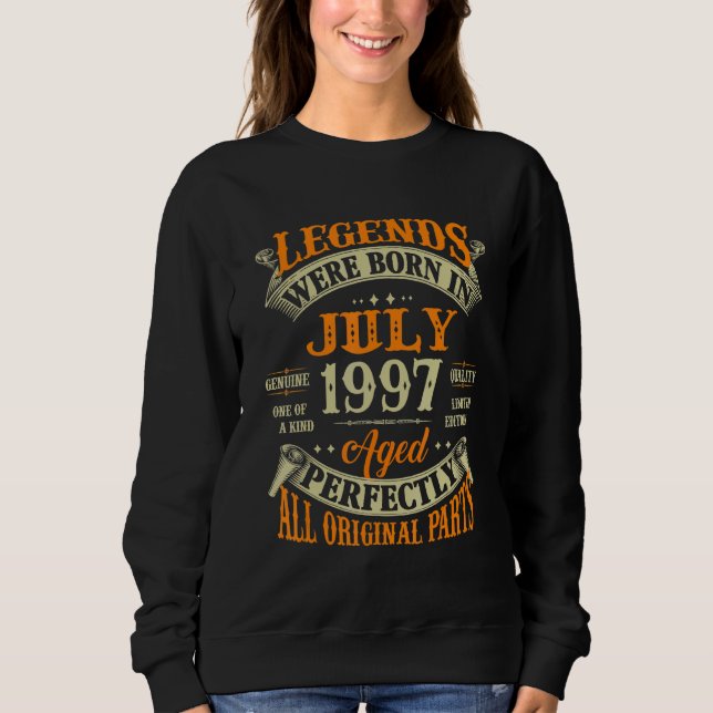 Sudadera 25º Cumpleaños De Leyendas Nacidas En Julio De 199 (Anverso)
