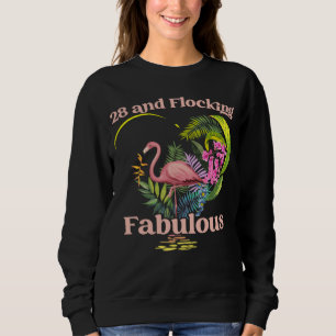 Sudadera 28 años de edad y bandada Fabulous Flamingo Birthd