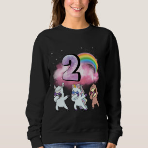 Sudadera 2.º cumpleaños, Dabbing, unicornio, oveja eslovena