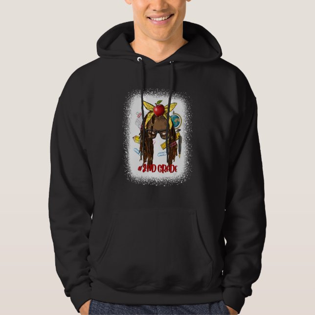 Sudadera 2.º Grado Afro Messy Bun Hair Divertido De Vuelta  (Anverso)