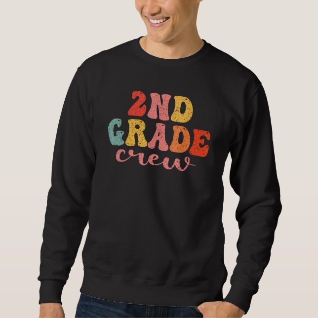 Sudadera 2nd Grade Crew Retro Groovy Men Women First Day Of (Anverso)