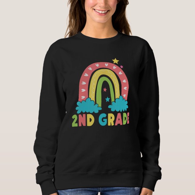 Sudadera 2nd Grade Rainbow Girl Boys Teacher Hello 2nd Grad (Anverso)