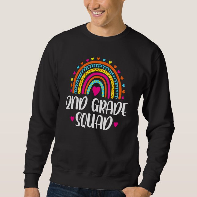 Sudadera 2nd Grade Squad Teacher  Rainbow  Back To School (Anverso)