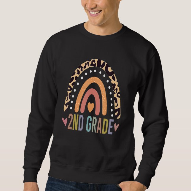 Sudadera 2nd Grade Teacher Leopard Rainbow Teacher Back To  (Anverso)