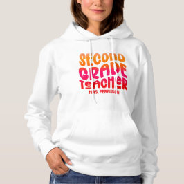 Sudadera 2nd Grade Teacher Orange Red Ombre Text Design