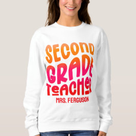 Sudadera 2nd Grade Teacher Orange Red Ombre Typography