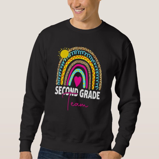 Sudadera 2nd Grade Teacher Rainbow Back To School Hello Sec (Anverso)