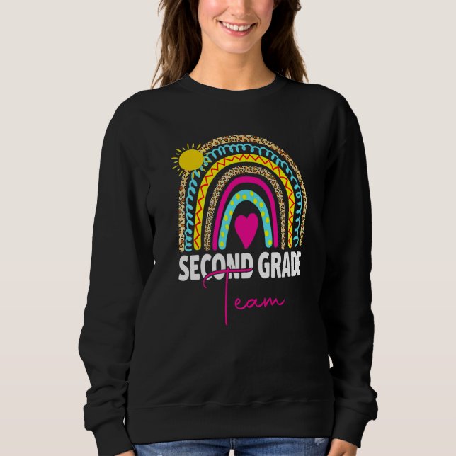 Sudadera 2nd Grade Teacher Rainbow Back To School Hello Sec (Anverso)