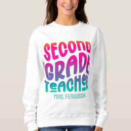 Sudadera 2nd Grade Teacher Rainbow Ombre Typography