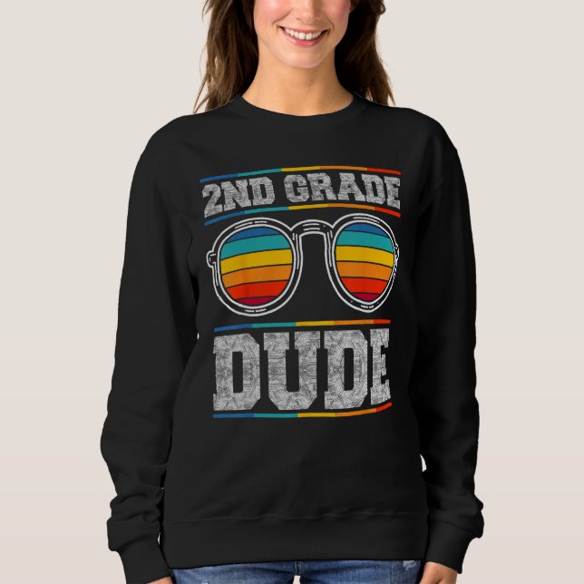 Sudadera 2nd Second Grade Dude Sunglasses Boys Kids Back To (Anverso)