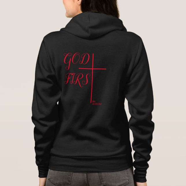 Sudadera 303WW "DIOS PRIMERO" CRUZ PÁGINA POSTAL negra cita (Reverso)