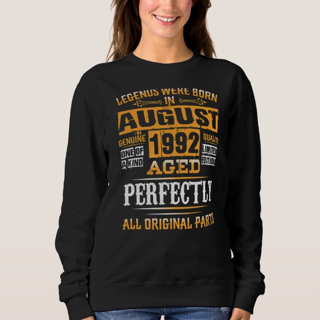 Sudadera 30.º Cumpleaños De Leyendas Nacidas En Agosto De 1 (Anverso)