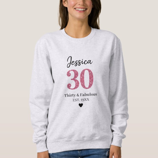 Sudadera 30th birthday womens tshirts thirty milestone Pink (Anverso)