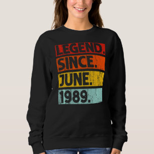 Sudadera 33.ª leyenda de cumpleaños desde junio de 1989 de