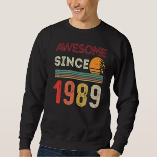 Sudadera 33.ª Vintage De Cumpleaños 1989 Nacida En 1989 Awe