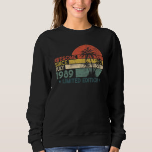 Sudadera 33 cumpleaños asombroso desde julio de 1989