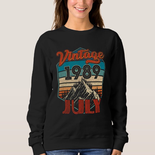 Sudadera 33 Cumpleaños Vintage Julio 1989 Retro Sunset (Anverso)