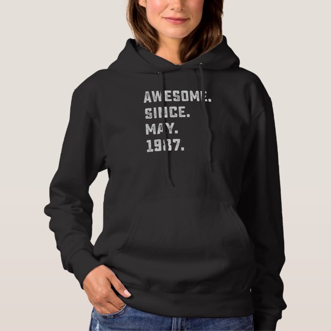 Sudadera 35º cumpleaños increíble desde mayo de 1987 35 año (Anverso)