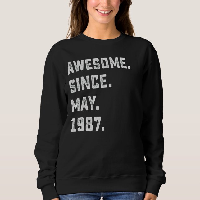 Sudadera 35º cumpleaños increíble desde mayo de 1987 35 año (Anverso)