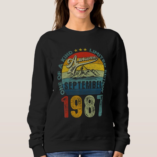 Sudadera 35º cumpleaños increíble desde septiembre de 1987  (Anverso)