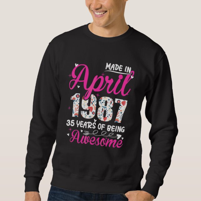 Sudadera 35.º cumpleaños increíble desde abril de 1987 (Anverso)