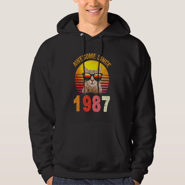 Sudadera 35.º gato vintage desde 1987 (Anverso)