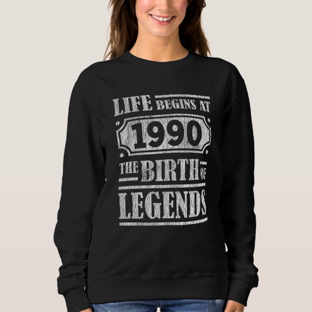 Sudadera 35 Años De Edad 1990 Nacimiento De Leyenda 35 Años (Anverso)