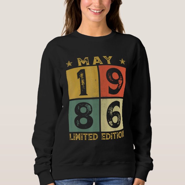 Sudadera 36ª Decoración De Cumpleaños Mayo 1986 36 Años (Anverso)