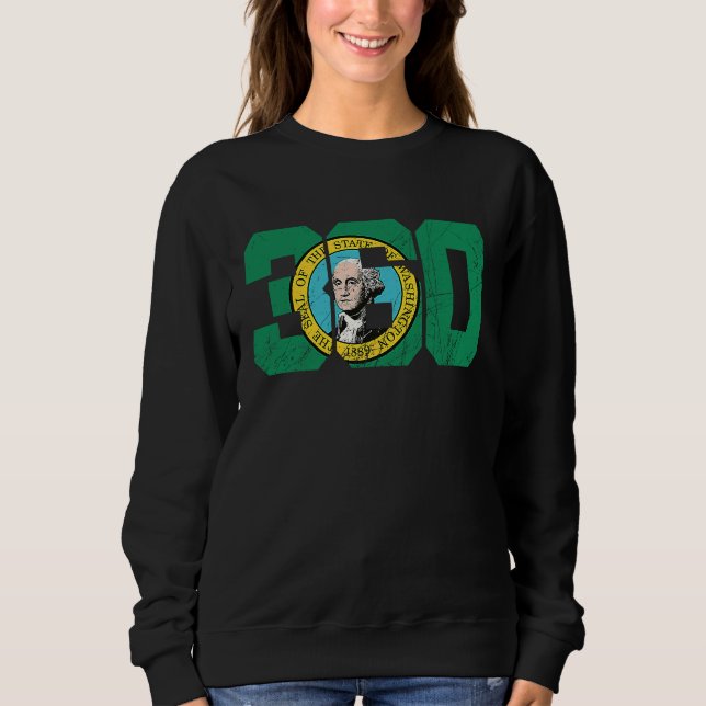 Sudadera 360 Area Code Flag of Washington State Seattle Oly (Anverso)