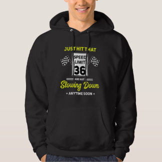 Sudadera 36.º Rótulo de límite de velocidad de cumpleaños a