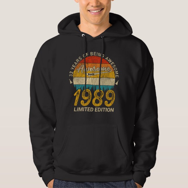 Sudadera 36 años de edad 1989 Regalo retro asombroso de 36  (Anverso)