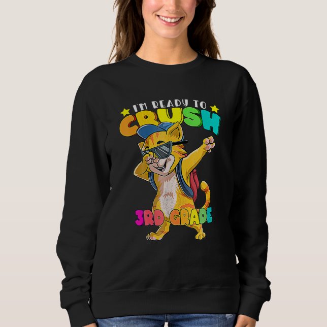 Sudadera 3.ᵉʳ Gato De Regreso A La Escuela De Niños Chicas (Anverso)