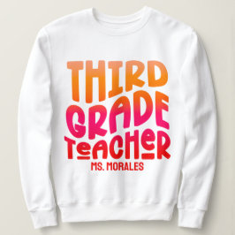 Sudadera 3.ᵉʳ Naranja de Maestros Diseño de Texto de Ombre 