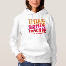 Sudadera 3.ᵉʳ Naranja de Maestros Diseño de Texto de Ombre 