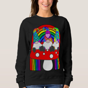 Sudadera 3 gnomos hippie en hongos bajo el arcoiris