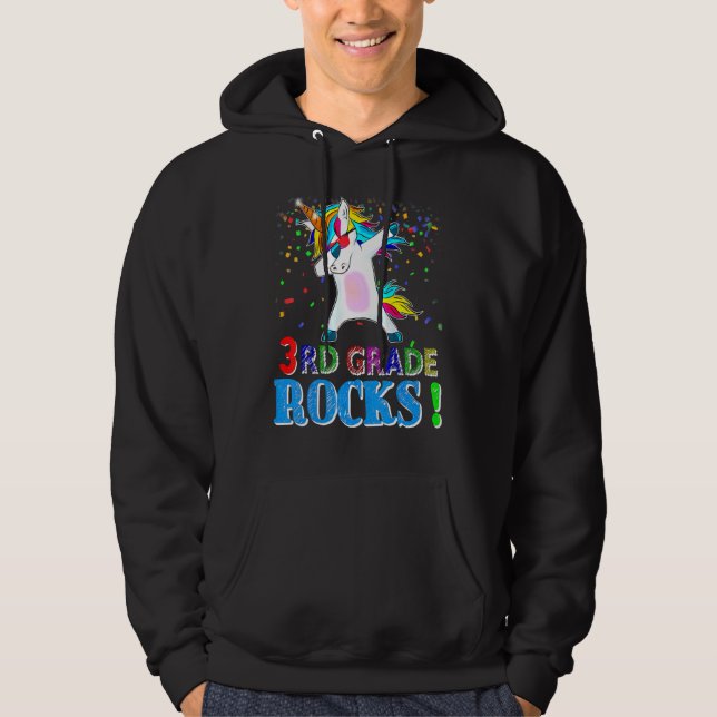 Sudadera 3 Grado Rocks Dabbing Unicorn De Tercer Grado Te (Anverso)
