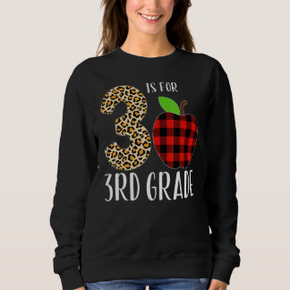 Sudadera 3 Is For 3rd Grade Teacher Leopard Buffalo Plaid S