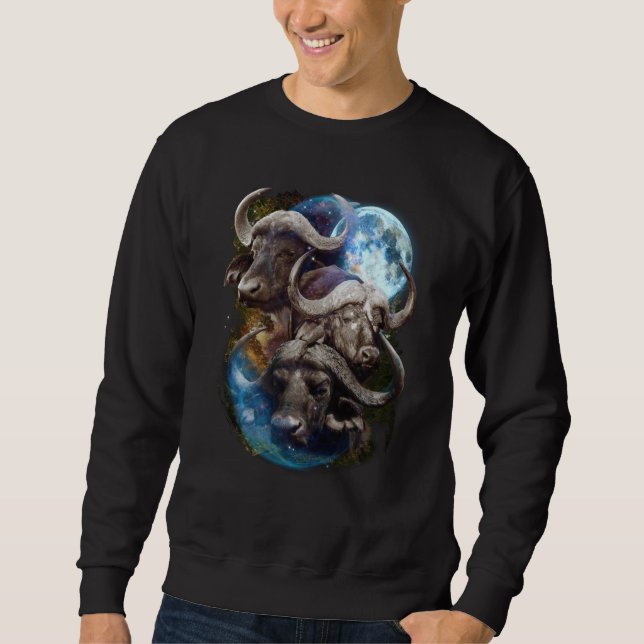 Sudadera 3 Moon Buffalo Bison Graphic Animal (Anverso)