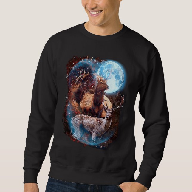 Sudadera 3 Moon Deer  Animal  Reindeer Graphic (Anverso)