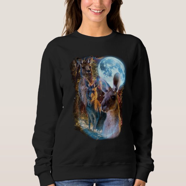 Sudadera 3 Moon Kangaroo Marsupial Wallabies Animal Humor (Anverso)