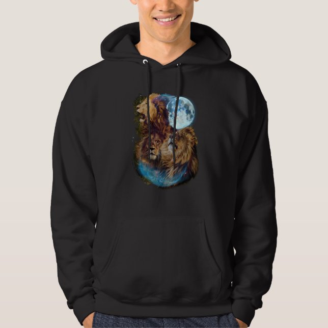 Sudadera 3 Moon Lion Felidae Wildcat Animal (Anverso)