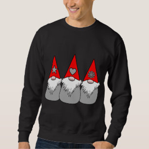 Sudadera 3 Navidades nórdicos de Gnomes Gorras Gris Rojo XM