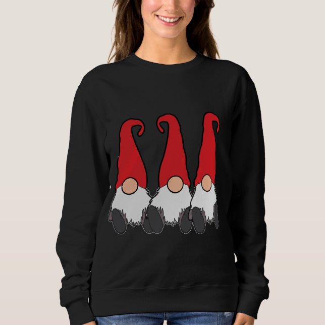 Sudadera 3 Nórdicos Gnomes Tomte Nisse Gorras Rojos Cuidad  (Anverso)