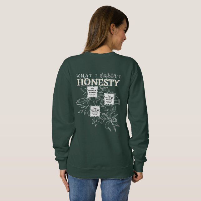 Sudadera 3 QRs - "HONESTY - FLOWERS" - What I Expect (Reverso completo)