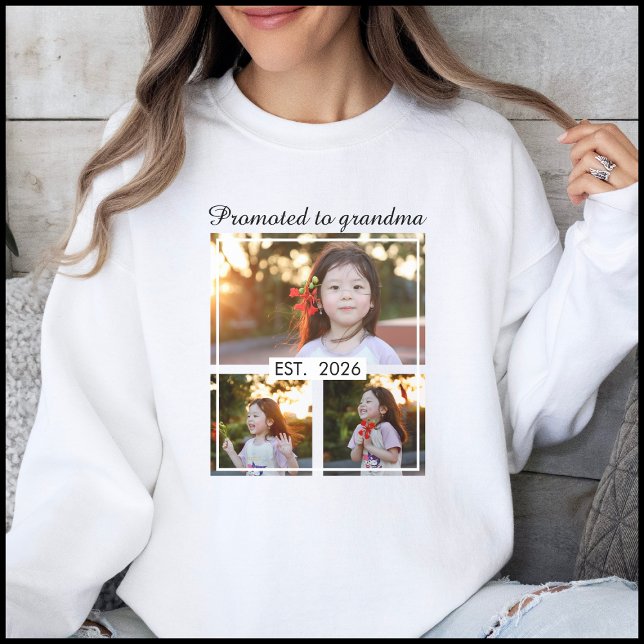 Sudadera 3Colage de Fotos Ascendida a Abuela 2026 (Subido por el creador)