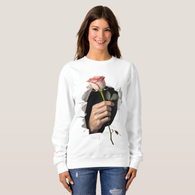 Sudadera 3D Hyper-Realistic Hand Offering a Rose  (Anverso completo)