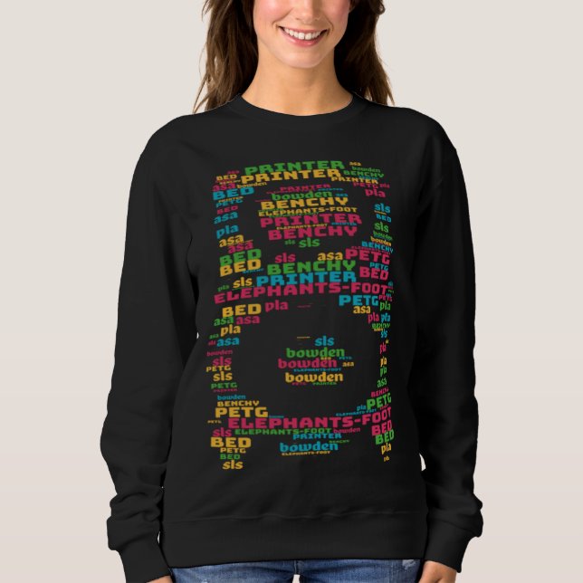 Sudadera 3D Printer hot end word cloud (Anverso)